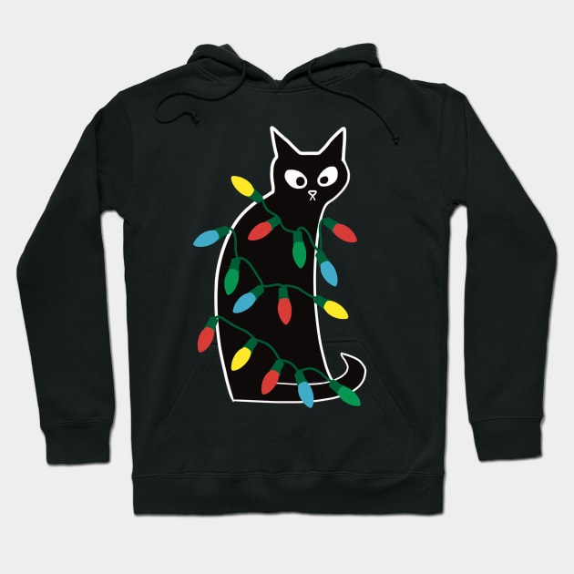 Christmas Lights Cat Hoodie by HouseofRoc